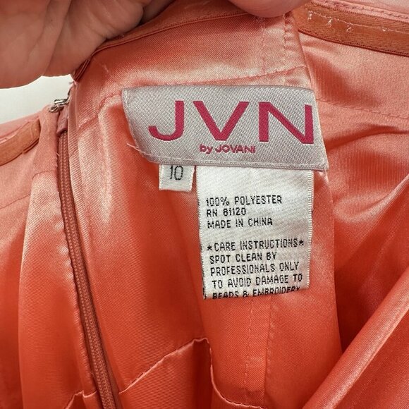 JVN BY JOVANI maxi dress strapless beaded sequins formal chiffon pink scarf 10 - Picture 10 of 10